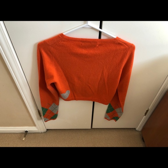 Argyle crop cardigan cashmere - Picture 3 of 5